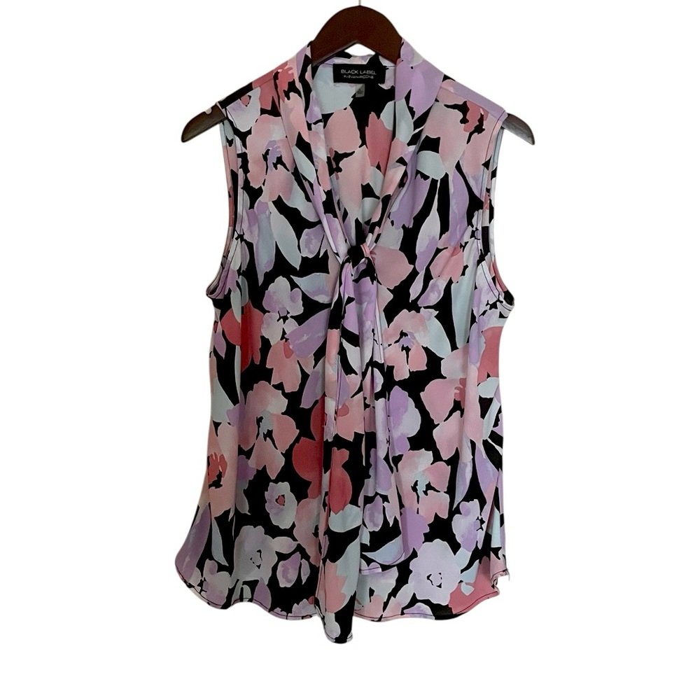 Black Label by Evan Picone•Sleeveless Tie Front Blouse
